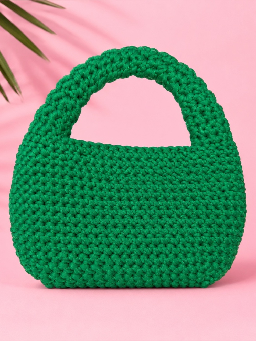 Handcrafted Emerald Green Crochet Handbag Chunky Knit Shoulder Purse
